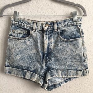 American Apparel High Waisted Acid Wash Shorts